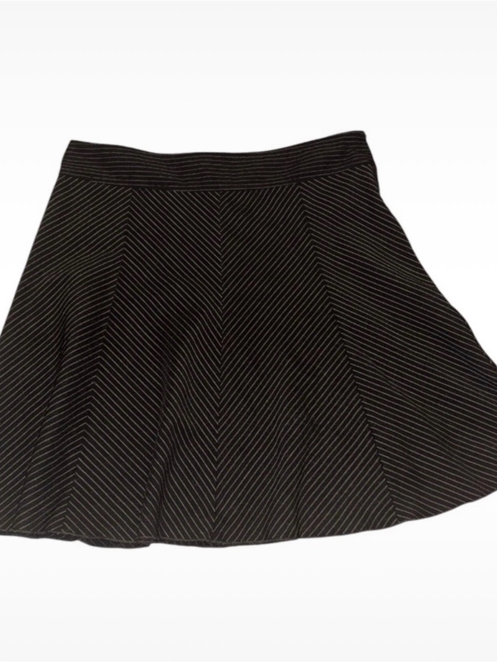 Exact Change Vintage Black & White Pinstripe Chevron A-line Skirt